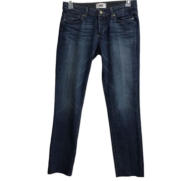 PAIGE Denim Co. Mid Rise Straight Leg Frayed Hem Jeans Size 27 - Picture 3 of 12